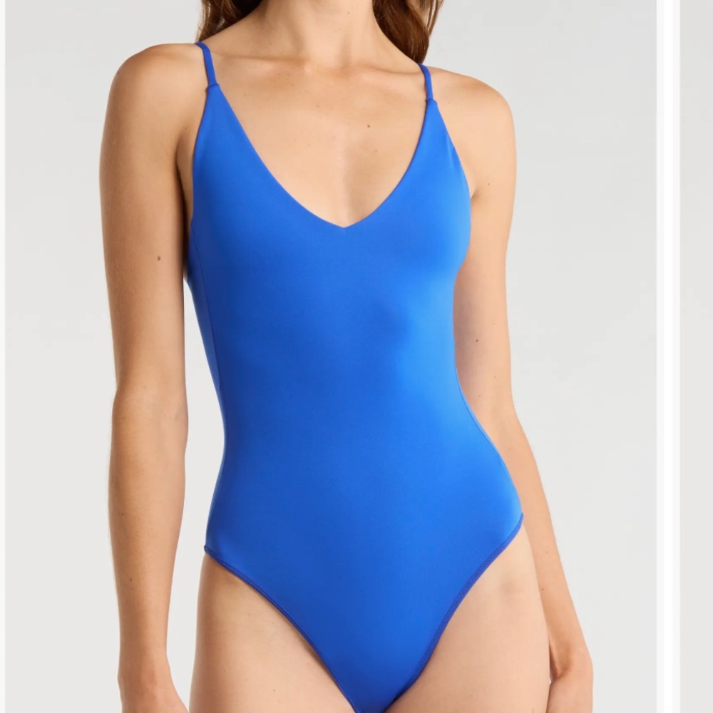 Left on Friday Sunday One-Piece Swimsuit First Place Blue